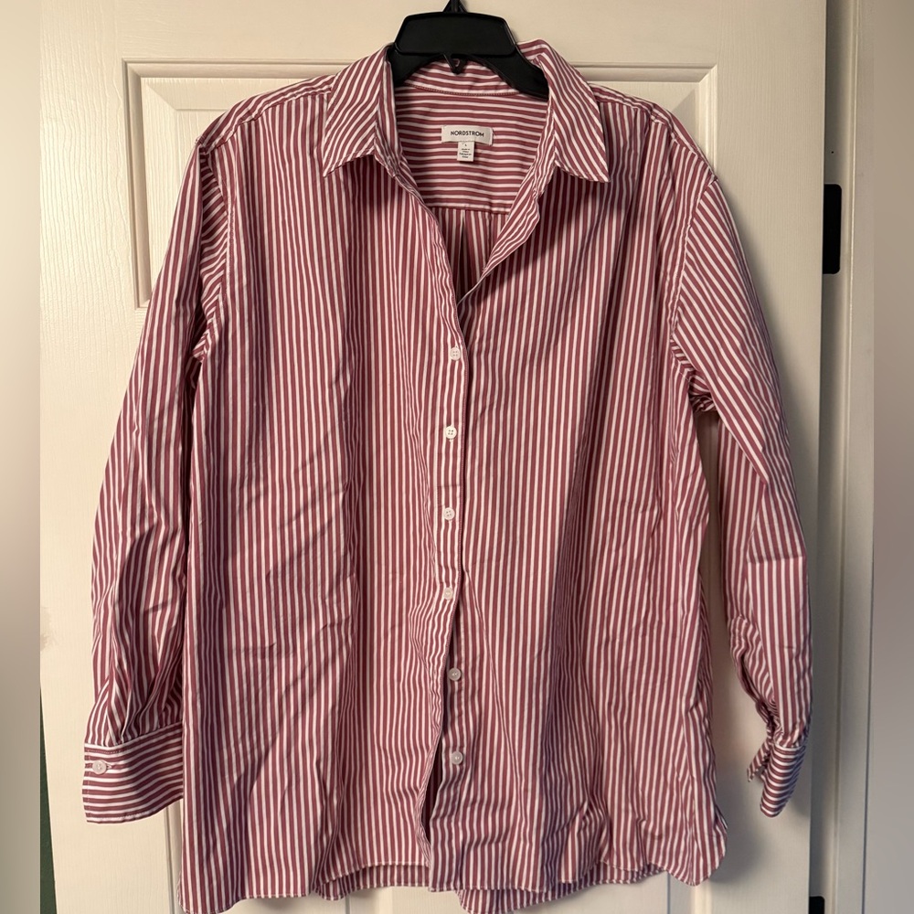 Nordstrom Pink and White Striped Shirt